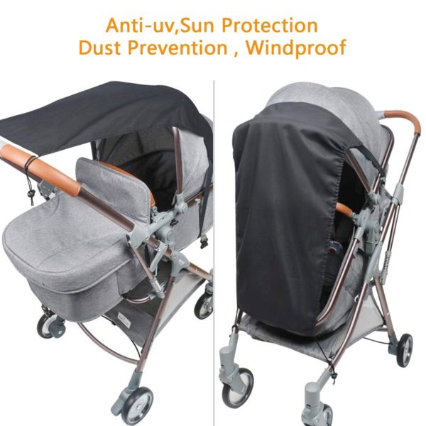 Funda para carrito de bebé Universal, a prueba de viento, impermeable, parasol con protección UV, para bebés, cochecito, actividades al aire libre, asiento 3