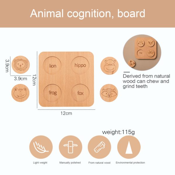 Montessori-juguete educativo en 3D para niños, rompecabezas cognitivo de madera para bebé, tablero de rompecabezas de León y Koala, animales lindos, juegos preescolares 4