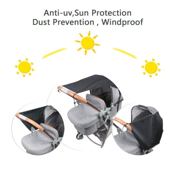 Funda para carrito de bebé Universal, a prueba de viento, impermeable, parasol con protección UV, para bebés, cochecito, actividades al aire libre, asiento 1