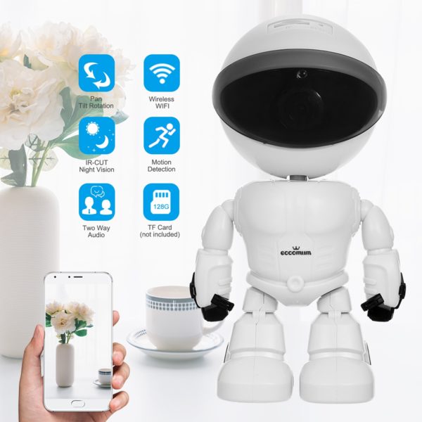 Wireless Camera Robot Intelligent Motion Detection Auto-Tracking Baby Monitor Home Security Audio Surveillance Cam 1