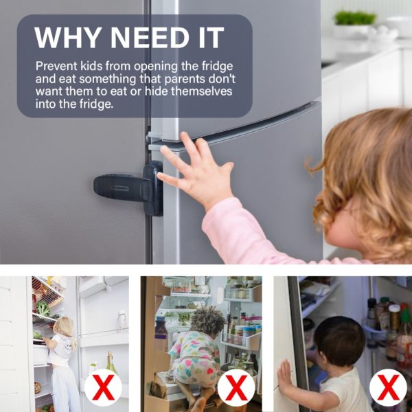 Child Safety Fridge lock Single-Door Refrigerator Lock for Kitchen Child Protection Kids Safety Care Freezer Lock 2