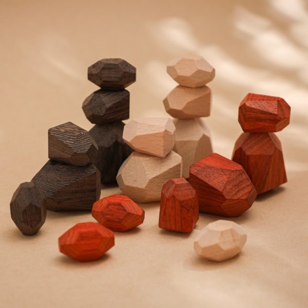 Jenga de madera educativo de piedra de colores  1