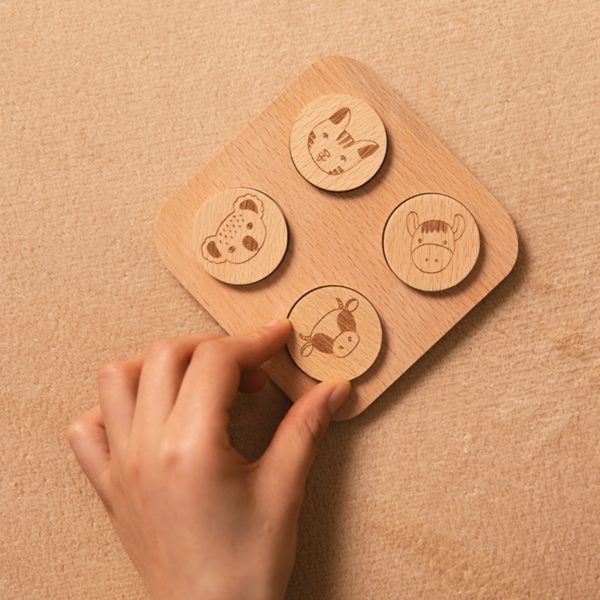 Montessori-juguete educativo en 3D para niños, rompecabezas cognitivo de madera para bebé, tablero de rompecabezas de León y Koala, animales lindos, juegos preescolares 6