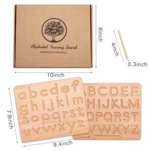 Juguete de doble cara de madera alfabeto y 0-9 números 1
