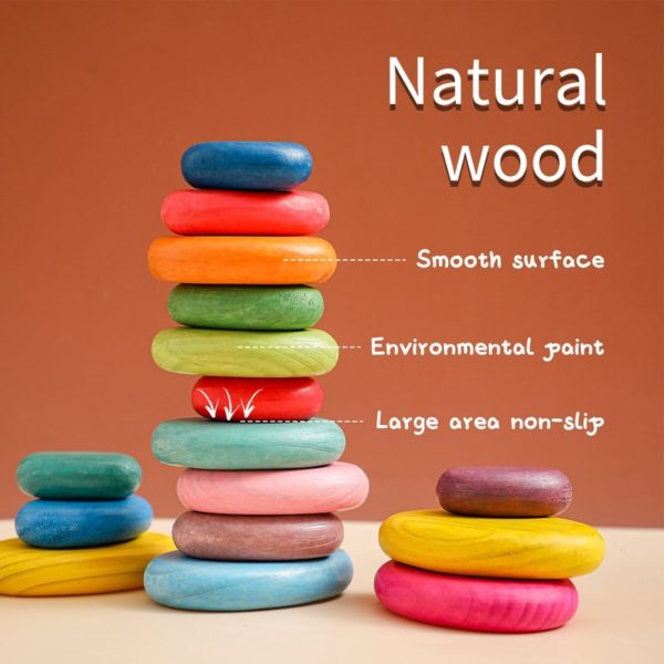 Jenga estilo nórdico de madera con los colores del arco iris 5