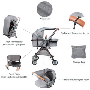 Funda para carrito de bebé Universal, a prueba de viento, impermeable, parasol con protección UV, para bebés, cochecito, actividades al aire libre, asiento 2