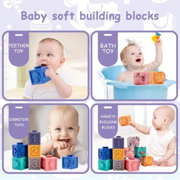 Bloques de construcción de goma suave para bebé 4