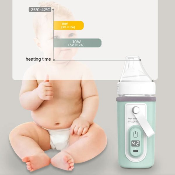 Botella de carga USB para bebé, cubierta de aislamiento caliente, botella de calefacción para agua caliente, accesorios de viaje portátiles para bebé 4