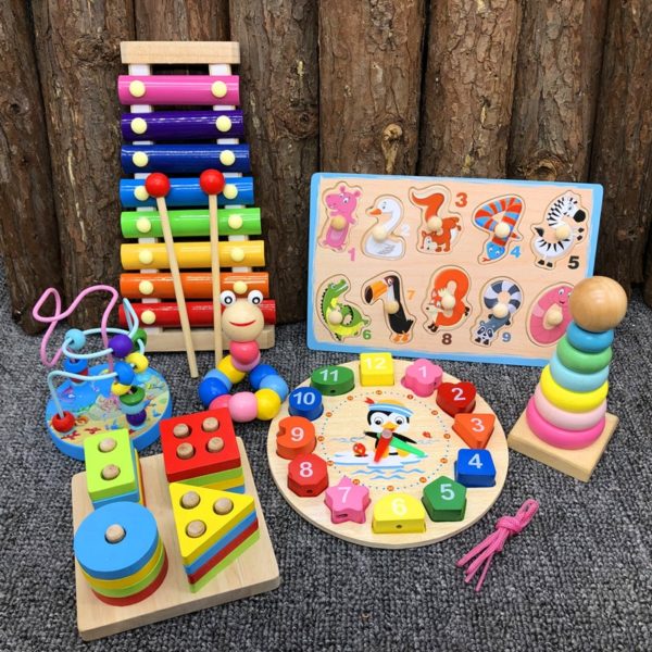 Rompecabezas de madera Montessori juguetes para niños, juguete educativo de madera 1