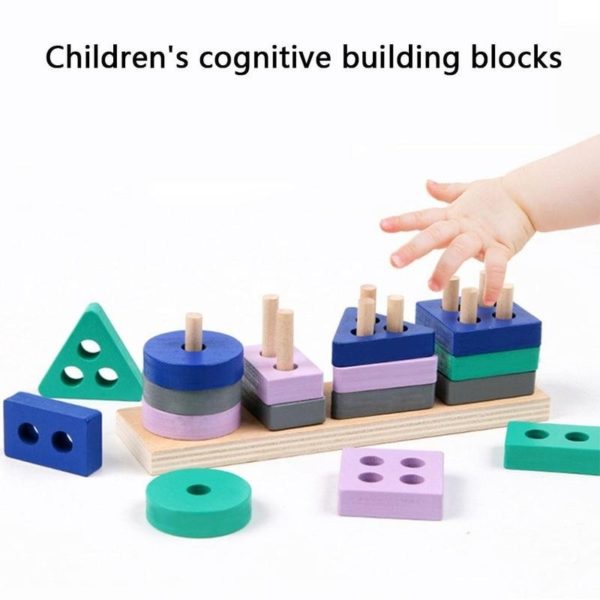 Juguete Montessori de madera para niños y niñas, bloques de construcción 3