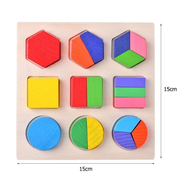 Rompecabezas Montessori de formas geométricas de madera para niños 5
