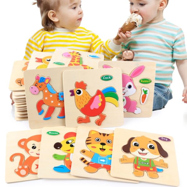 Rompecabezas 3D de madera Montessori para niños y bebes 1