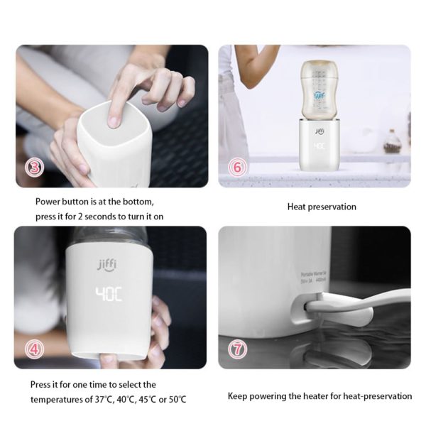 Calentador de biberones con carga USB, dispositivo portátil para calentar leche, para mamás, al aire libre 4