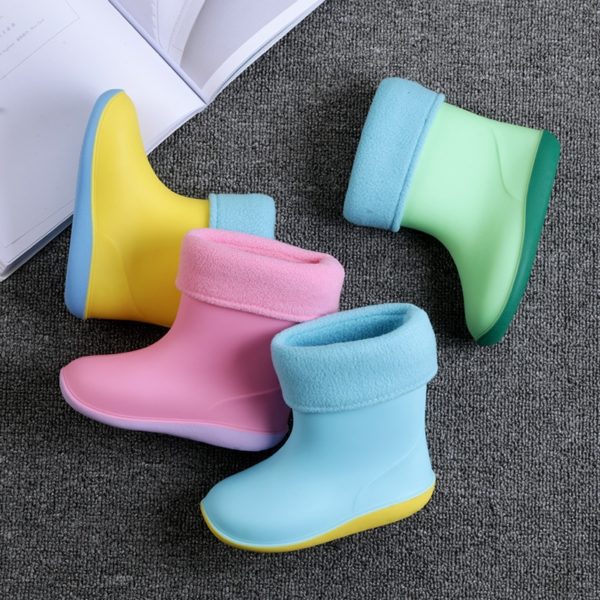 Botas de lluvia de goma para niños y niñas, botas antideslizantes 6