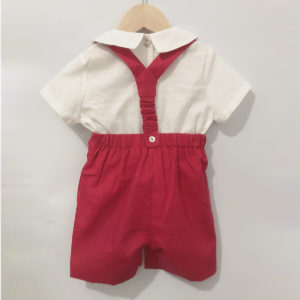 Conjunto rojo para niño con camisa bordada 2