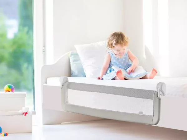 Barandilla de seguridad plegable para cama de bebé, 50x120 cm 2