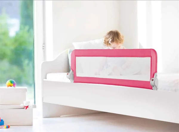 Barandilla de seguridad plegable para cama de bebé, 50x120 cm 4