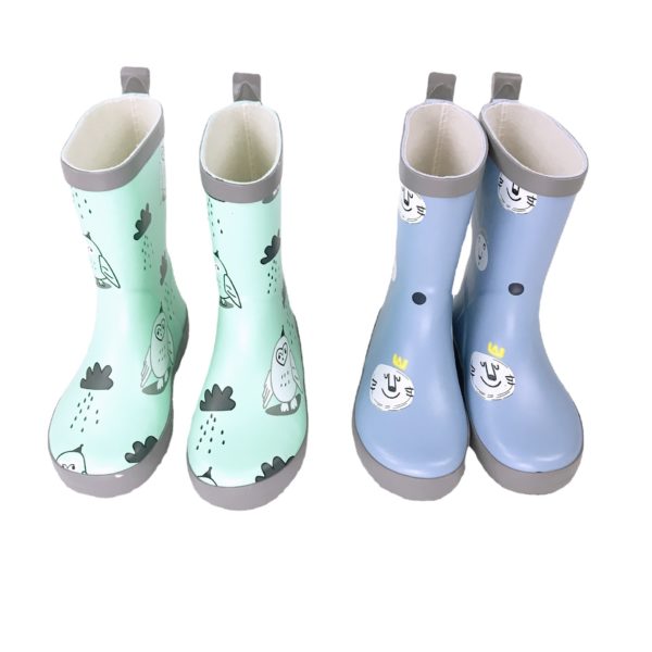 Zapatos de lluvia para niños, botas impermeables de tubo medio con patrón de dibujos animados 2