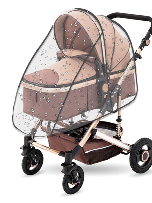 Cubierta de lluvia Universal para cochecito de bebé, protector solar para el viento, transparente y transpirable, paraguas para carrito, accesorios impermeables 2