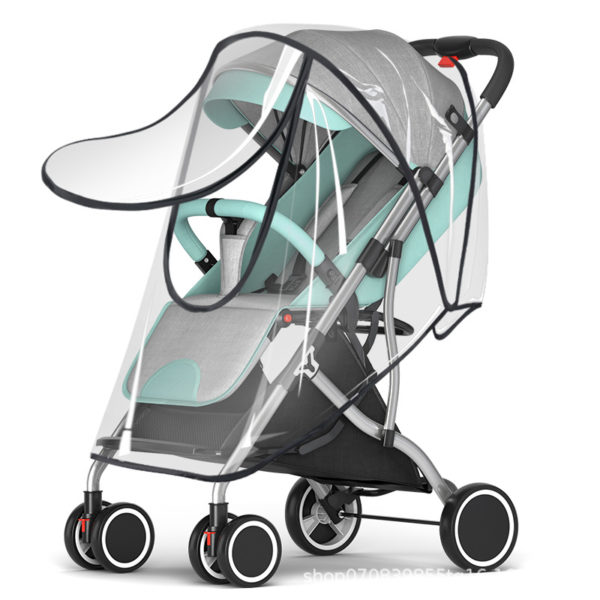 Cubierta de lluvia Universal para cochecito de bebé, protector solar para el viento, transparente y transpirable, paraguas para carrito, accesorios impermeables 1