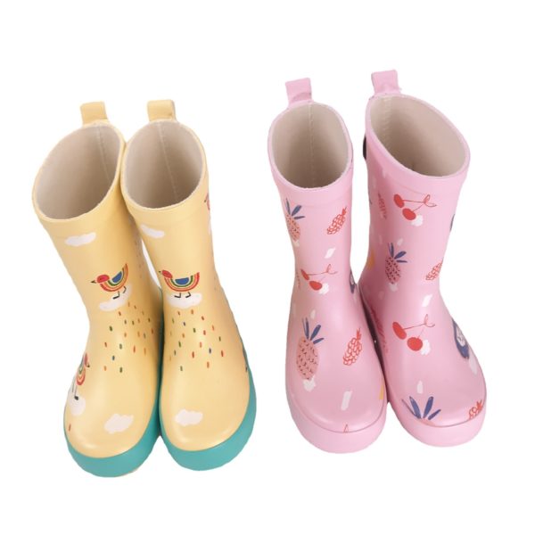 Zapatos de lluvia para niños, botas impermeables de tubo medio con patrón de dibujos animados 4