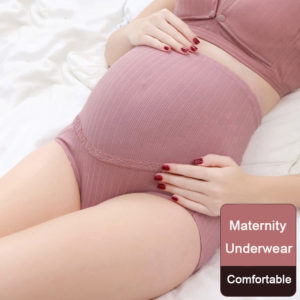 Bragas de maternidad de algodón para mujeres embarazadas, ropa interior de vientre ajustable de cintura alta, de talla grande 1